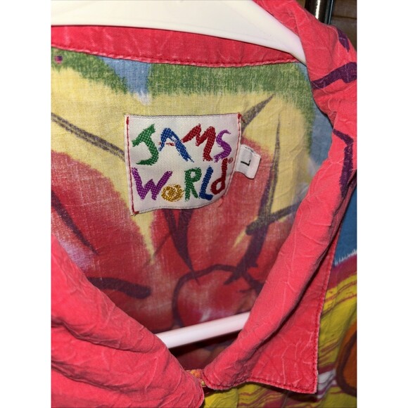 Jams World Vintage Dress Hawaii Button Down Pockets Short Sleeve Floral Print L - Picture 3 of 9